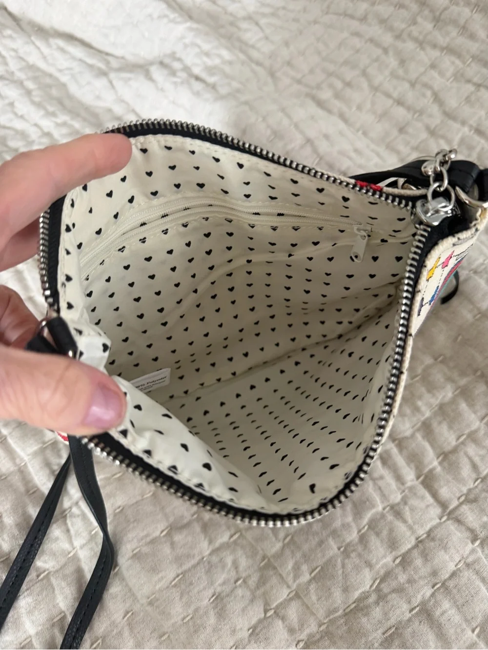 Brighton NWOT Love/Joy Tom Clancy Art Canvas Crossbody Bag 7.5.X10.5